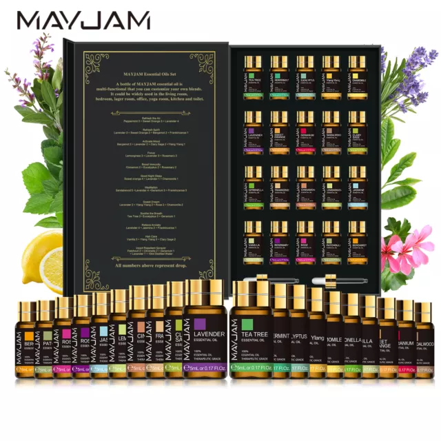 MAYJAM 20Pcs Essential Oils Set Aromatherapy Gift 100% Pure Oil For Diffuser 5ml 2