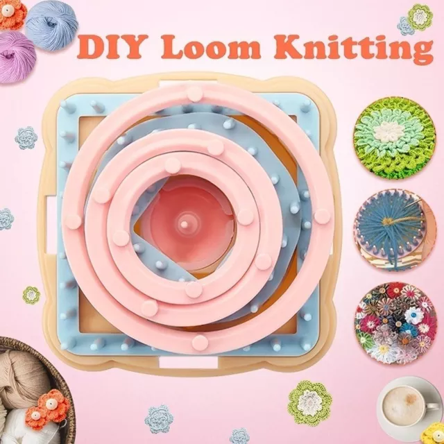 1Set Knit Knitting Loom Crochet Flower Maker Wool Yarn Needle Home Craft DIY Kit