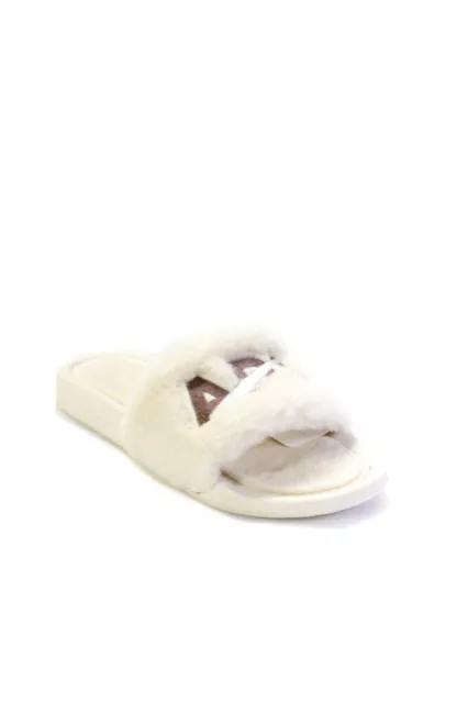 APL: Athletic Propulsion Labs Womens Shearling Slides - Pristine/Almond Size 10