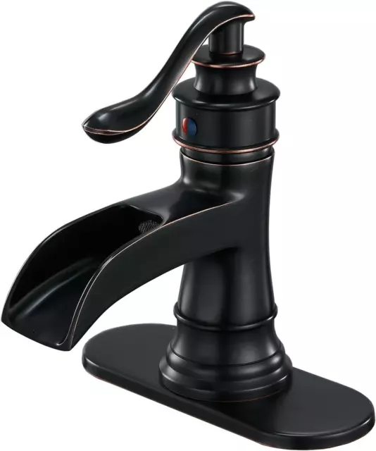 Waterfall Bathroom Faucet Oil Rubbed Bronze Single-Handle One Hole Sink Faucet F