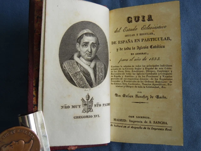 ANNUARIOGUIA DEL ESTADO Eclesiastico De Espana Para El Ano 1833