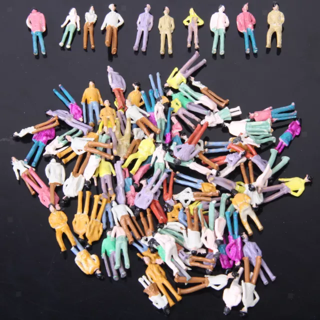 100Pcs Mixed Painted Model Train People Figures for Railway Scenery Layout 1:75