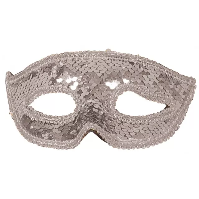 Masque Venise Sequins Argent Brillant Femme