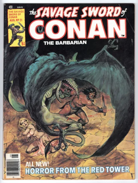 Savage Sword of Conan Vol 1 No 21 Aug 1977 (FN+) (6.5) Marvel B&W Magazine