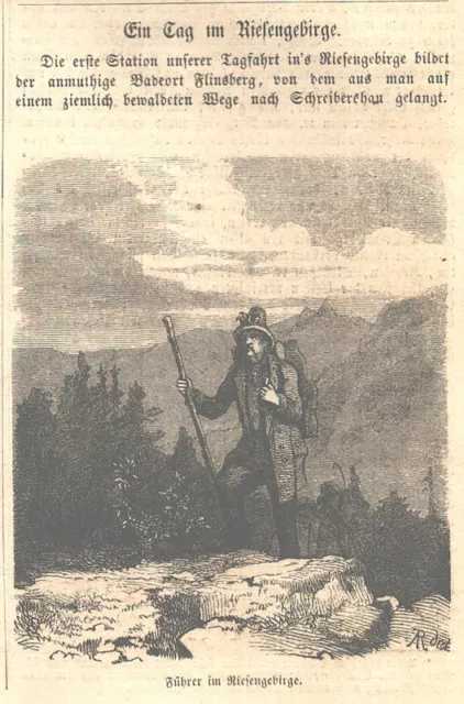 "Ein Tag i.Riesengebirge"tschechisch Krkonoše-polnisch Karkonosze Holzstich 1857