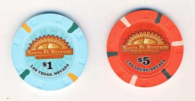 Santa Fe Station - Las Vegas $1 & $5 House Casino Chips Uncirculated