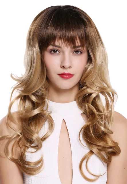 WIG ME UP Damenperücke Lang Glatt – Ombre Schwarz-Braun, Ca. 70 Cm, Mit Kopfhautimitat