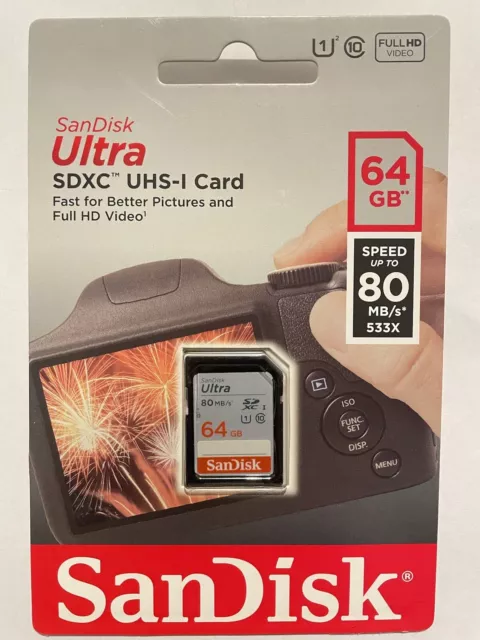 64GB SanDisk Ultra SD Karte Class 10 Full HD 80 MB/für Kamera Einzelhandel PK Original 3