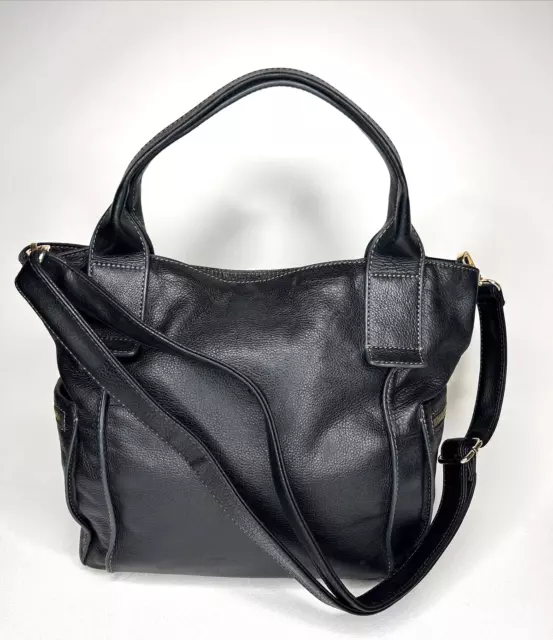 FOSSIL Emerson BLACK Leather Crossbody/Satchel Bag Medium/Large 2