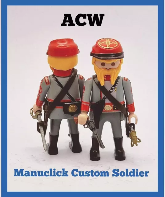 Playmobil Custom Acw Capitan Artilleria Confederado Guerra Civil Americana