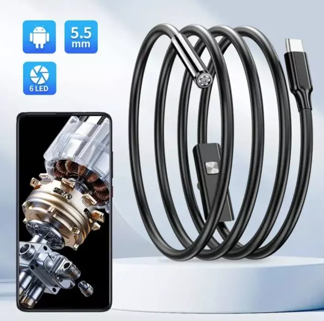 USB Endoscope for OTG Android Phone 5.5mm Borescope Inspection Snake Camera IP67