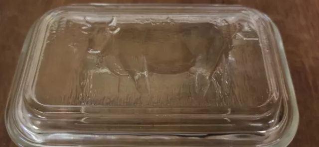 Beurrier Ancien En Verre Décor Vache