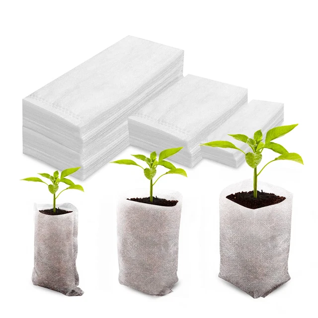 ANSUG Lot de 300 Sac Biodégradable Non-tissé pour Semis Sacs de Pépinière avec d