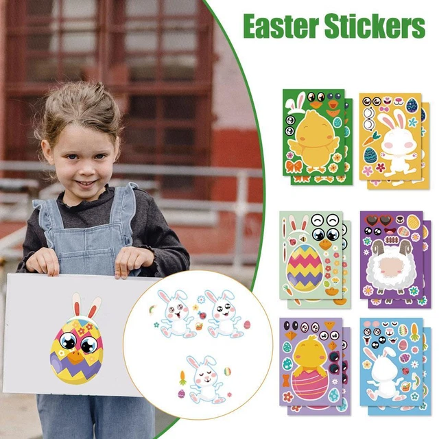 Pegatinas de Pascua para niños Fiesta de Pascua Favores para niños Haz una cara,