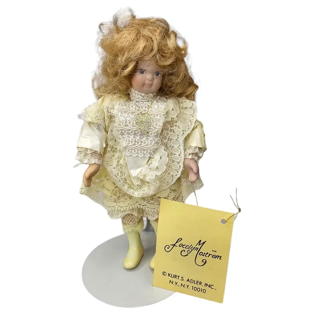 Jocelyn Mostrom Kurt Adler Victorian Girl Doll Ornament Christmas Tag 6" Lace