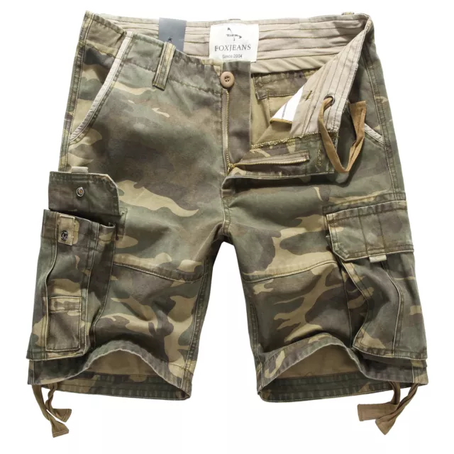 Mens FOX JEANS Elton Casual Camo Military Army Cargo Work Shorts SIZE 40