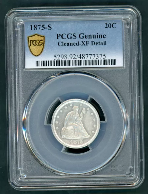 1875-S 20C Seated Liberty 20C Piece Graded Pcgs Xf Details (107)