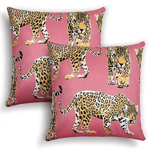 Buryeah Leopard Preppy Throw Pillow Covers Hot Pink Throw Pillow Fun Pillow C...