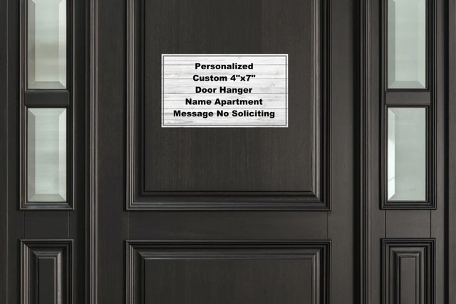 Custom Personalized Door Hanger Sign Metal Aluminum 4"x7" Plaque Small Any Text