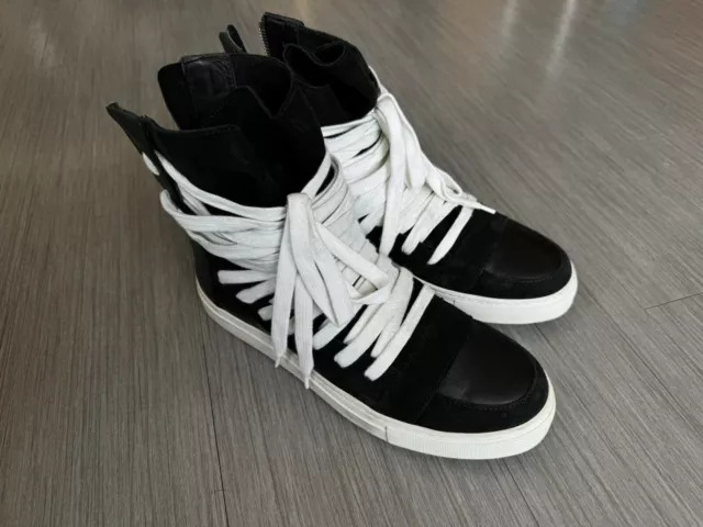 Kris Van Assche KVA Multi Lace Black Leather High Top Sneaker Size 41.5 ~ US 9