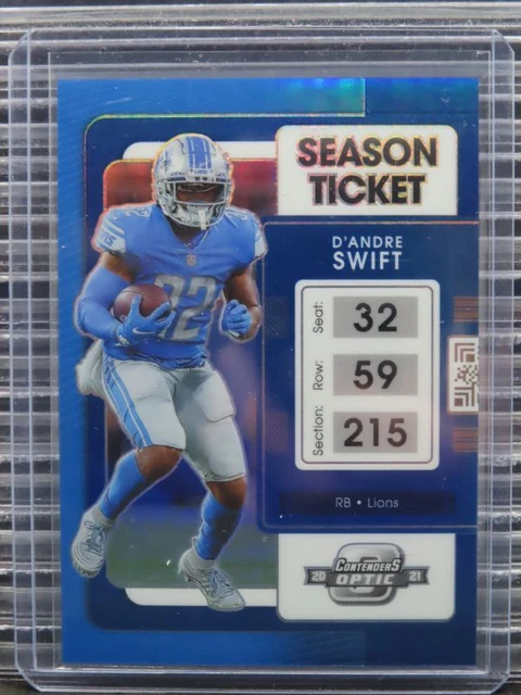 2021 Contenders Optic D'Andre Swift Season Ticket Blue Prizm #19/99 Lions