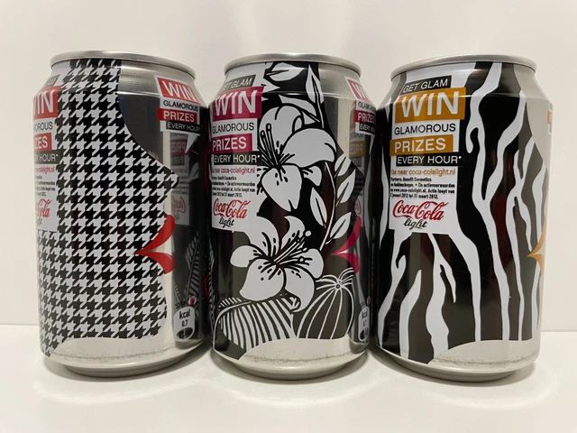 Coca Cola Coke Light Cans; Get Glam, Fashion Coke Light 3 Can Set, Holland, 2011