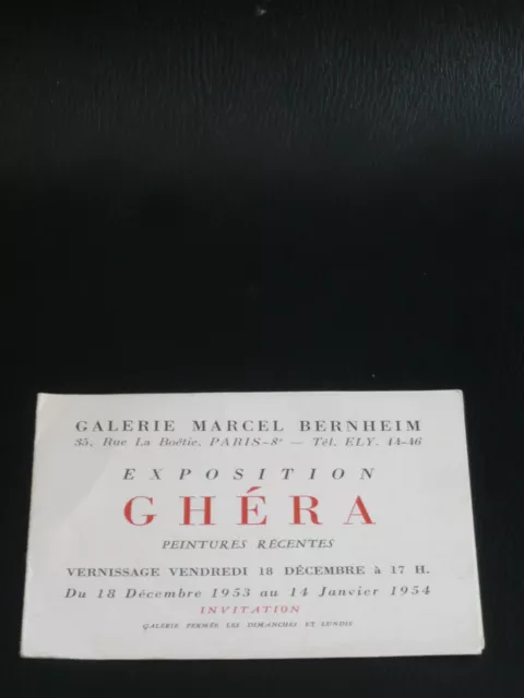 GHÉRA BENN invitation Gal MARCEL BERNHEIM 1953 ÉCOLE DE PARIS RUSSIE PEINTURES