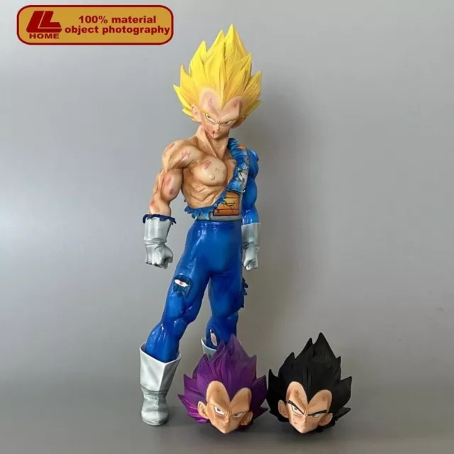 Anime Dragon Ball Super Saiyan Vegeta 3 Heads replaceable Figure Statue Toy Gift