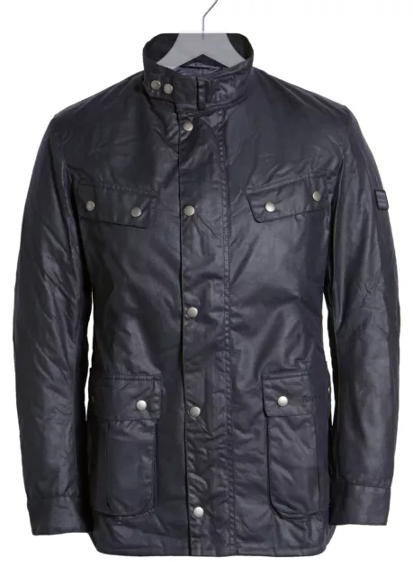 Barbour International Men's Duke Waxed Cotton Puffer Jacket in Navy Size S