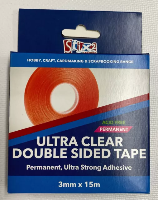 Ultra Clear Double Sided Tape Permanent Adhesive Very Strong High Tack 3mm x 15m