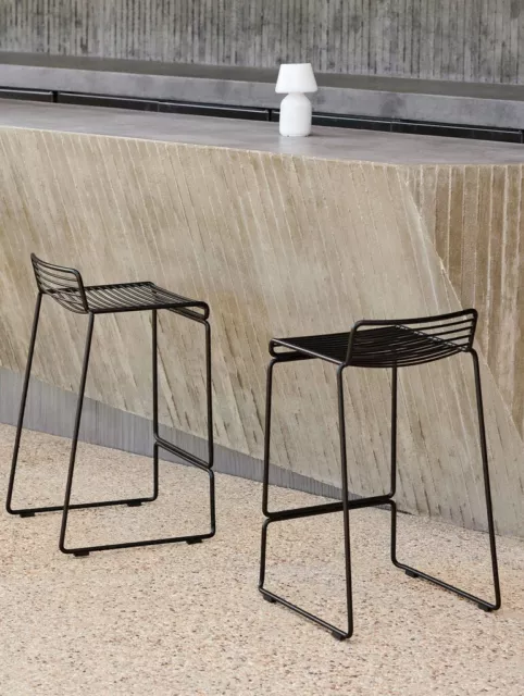 HAY Hee Breakfast Bar Stools Chairs in Black Metal Scandi RRP £235