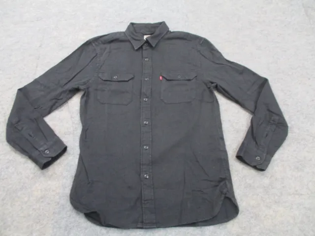 Levis Shirt Mens Small Black Denim Long Sleeve Button Up Adult Casual