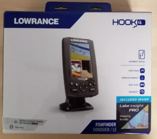 LOWRANCE HOOK 4 Fish Finder includes Lake Insight V16 Map micro SD