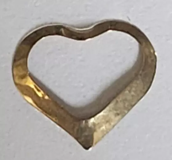 14k Yellow Gold FLoating Heart Pendant Charm Estate 3/8" Light WEight Nice cute