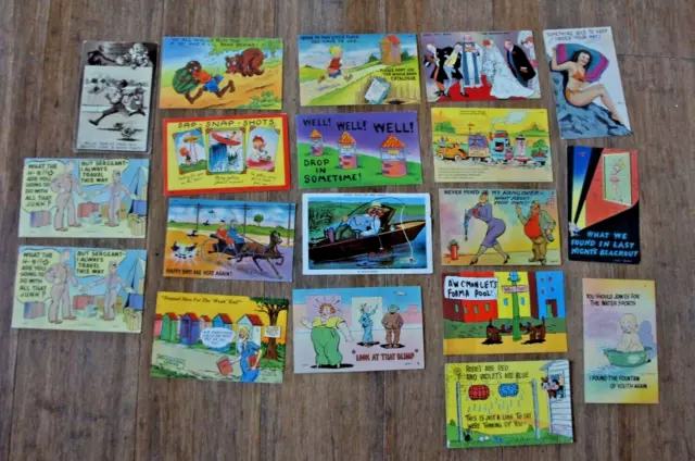 Lot 19 Vintage Comic Humor Postcards Pinup WWII African American Munson Armstong