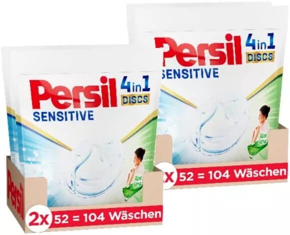 Persil Sensitive 4in1 DISCS Aloe Vera Vollwaschmittel Allergiker & Babys 2x104WL