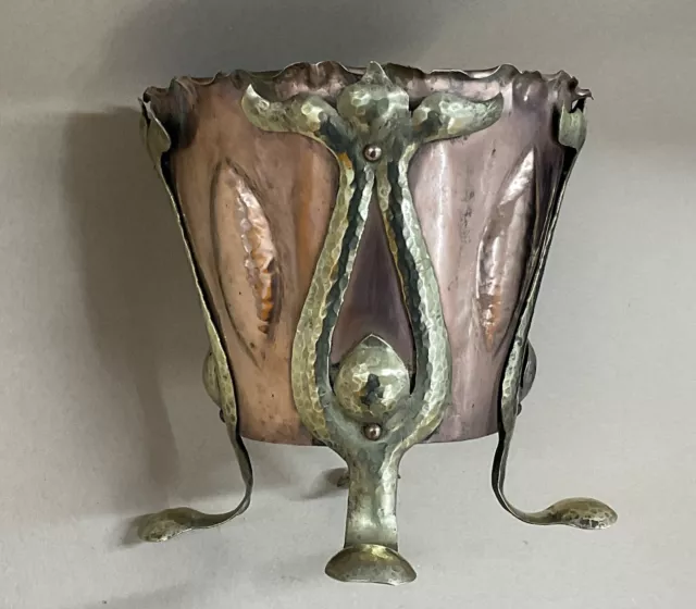 Antique Arts And Crafts Movement Copper And Brass Planter/Jardiniere C1880