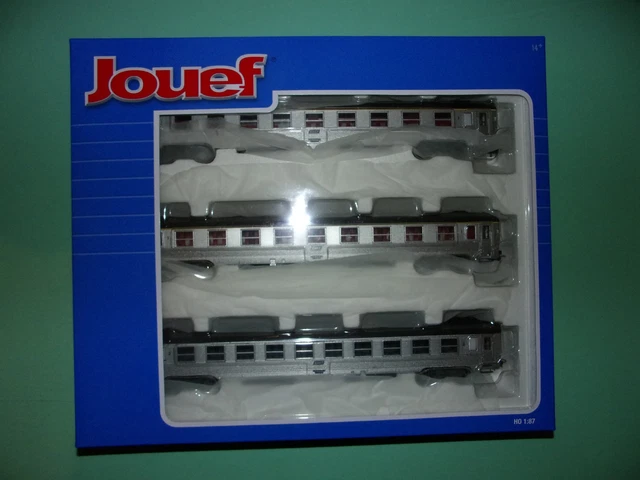 Coffret 3 Voitures Voyageurs DEV INOX Jouef HJ4042 – Toit Noir H0