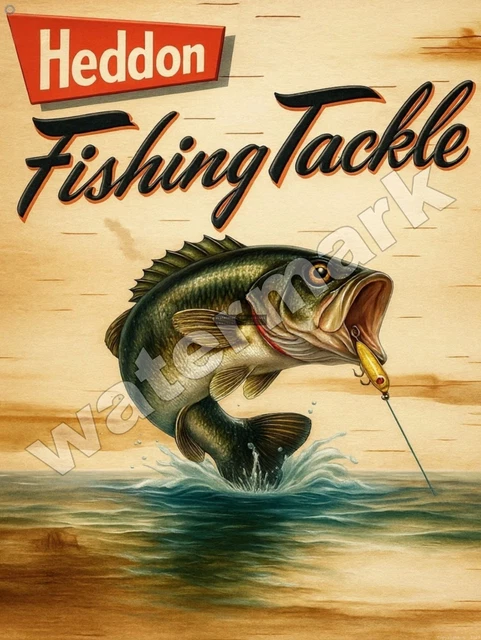 VINTAGE HEDDON FISHING tackle ad reproduction metal sign fishing decor $19.99 - PicClick VINTAGE HEDDON FISHING tackle ad reproduction metal sign fishing decor $19.99 - PicClick