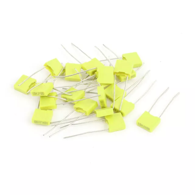 20 Pcs 104J100 0.1uF 100V Radial Polyester Film Box Type Correction Capacitors