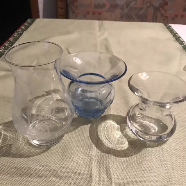 Alte Vasen Glasvase Glas KONVOLUT Vase 3 Stück, Dekor 3