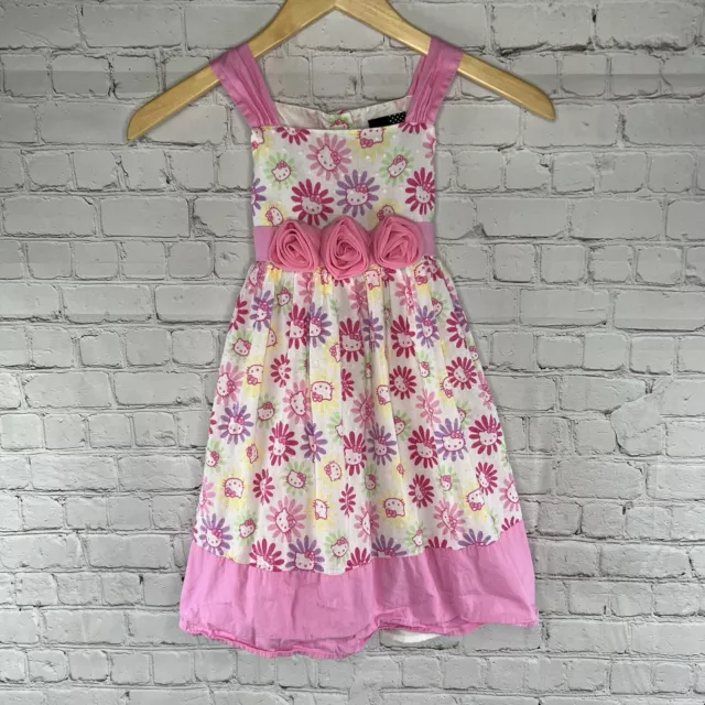 Sanrio Hello Kitty Dress Size 5 Little Girl Pink Flowers Girls Summer Dress