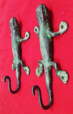 Lizard Shape Hook Vintage Style Pair Of Brass Bathroom Clothes Hanger Key Holder 2
