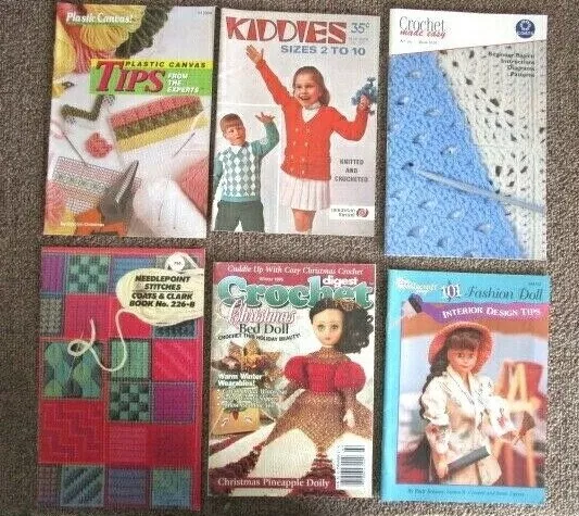 Lote de 6 revistas de patrones de lona de plástico lote de varios años 2 -L10-6