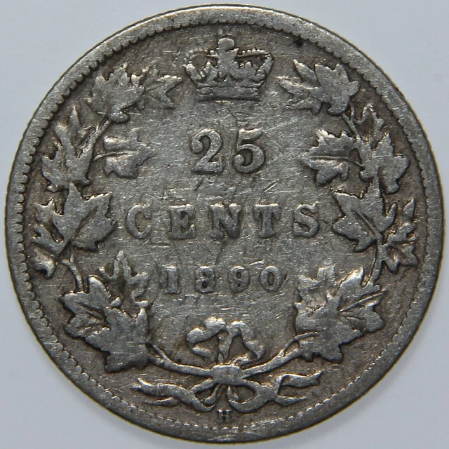 1890-H Canada 25 Cents 25c -K1324-