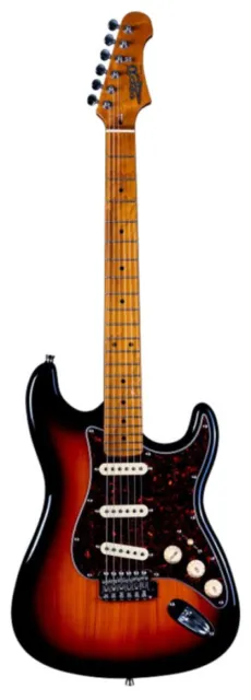 B-WARE Jet Guitars JS300 E-Gitarre Sunburst ST-Style Linde Ahorn Roasted Maple 2