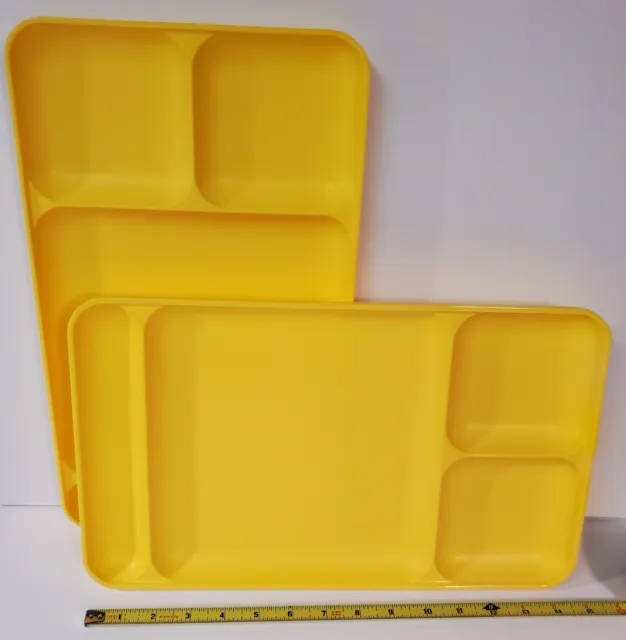 2 Tupperware Divided Lunch Trays Yellow 1535-4 PC38