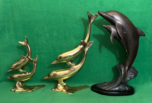 Lot of 3 Vintage Dolphin Sculpture Lot.