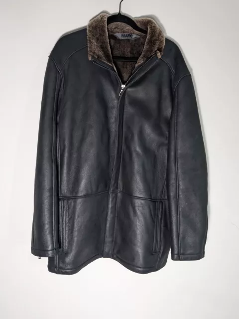 Marc New York Andrew Marc Leather Shearling Lined Coat Jacket Black XL NWOT