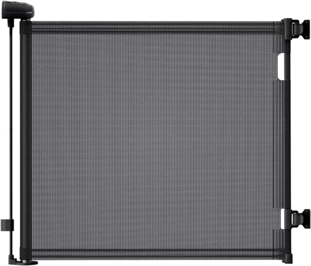Autolock Retractable Safety Gate For Babies and Pets, Mesh Baby Gate BLACK NEW